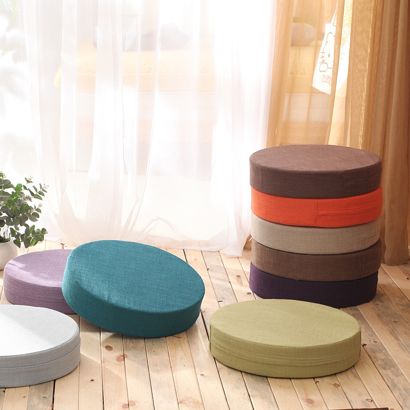 Floor Cushion Pouf - 40x6cm Linen Tatami Meditation Cushion Sturdy