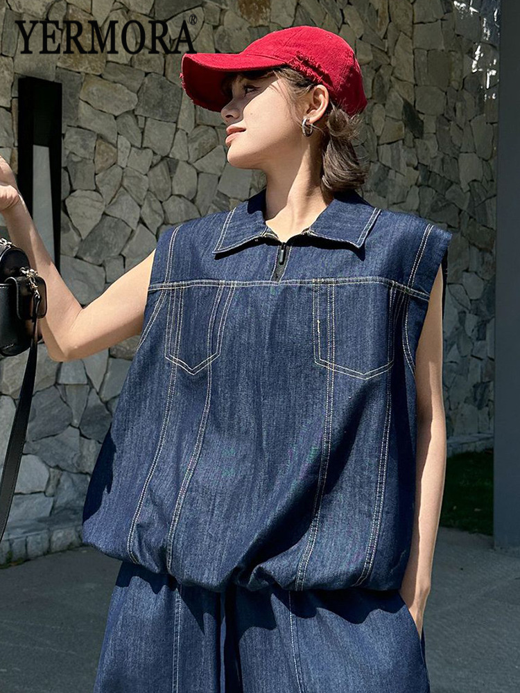 Quilt Cotton Summer - YERMORA Blue Topstitching Big Size Zipper