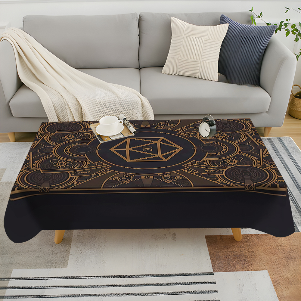 Home Of Textiles - Steampunk Black Golden Gear Pattern Tablecloth