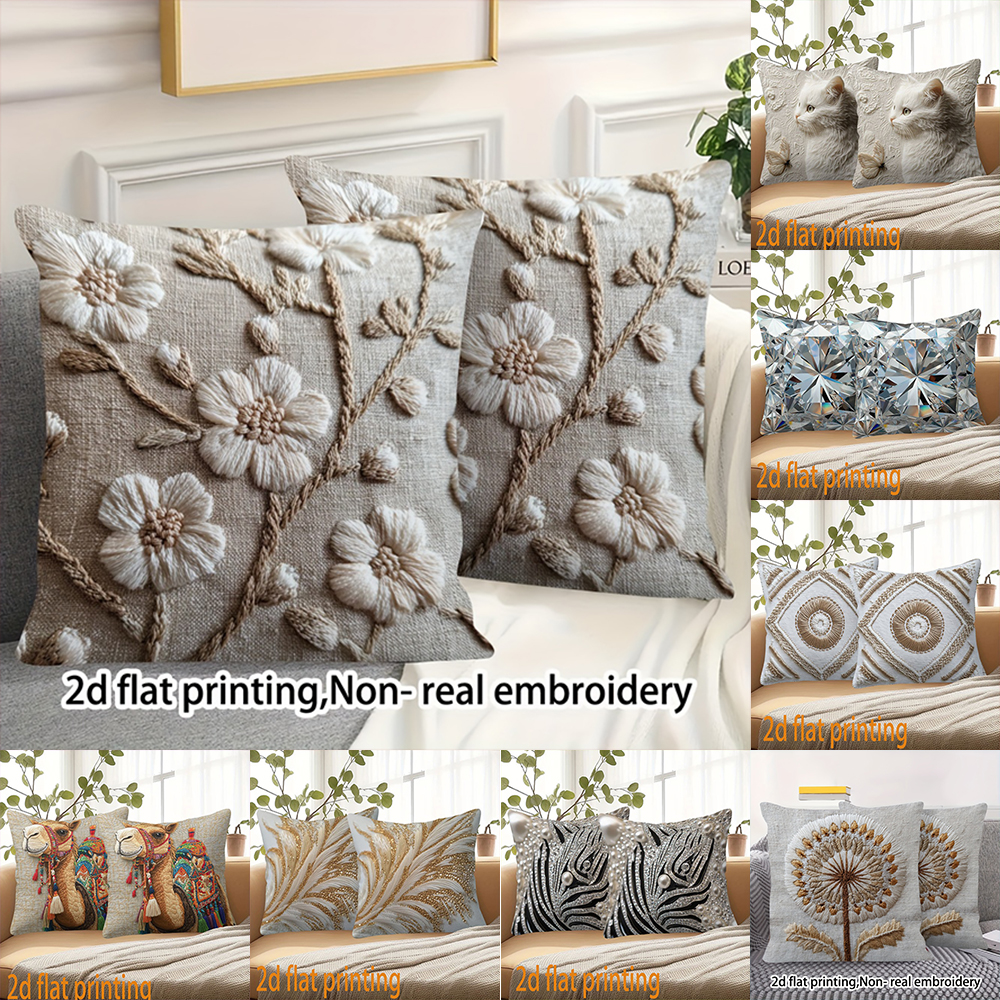 Home Textiles Online - Short plush material pillowcase2PCS Floral Patterned