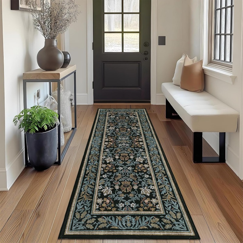 Home Textiles Online - Vintage Floral Printed Hallway Long Carpet