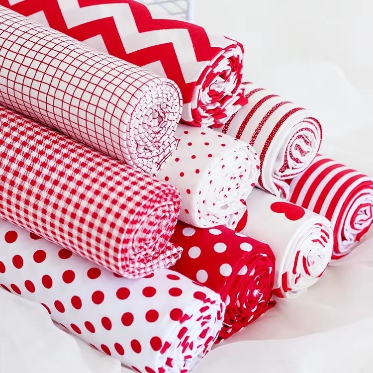 Home Textiles Discount - 160x50cm Red Strip Wave Twill Cotton