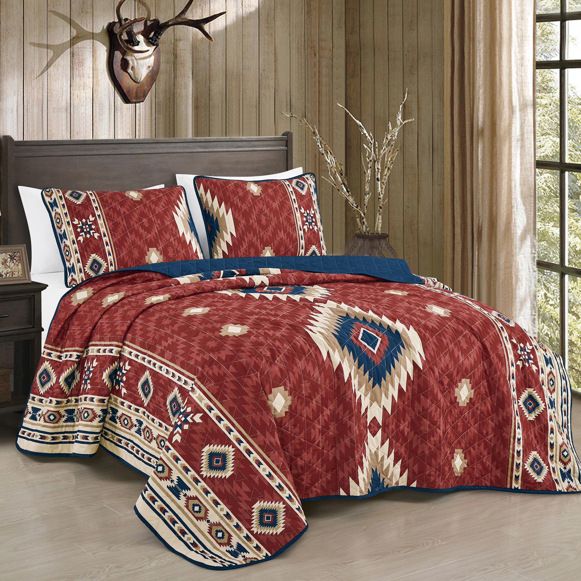 Southwestern Aztec Reversible  - Quilt Cotton Summer 评论和价格