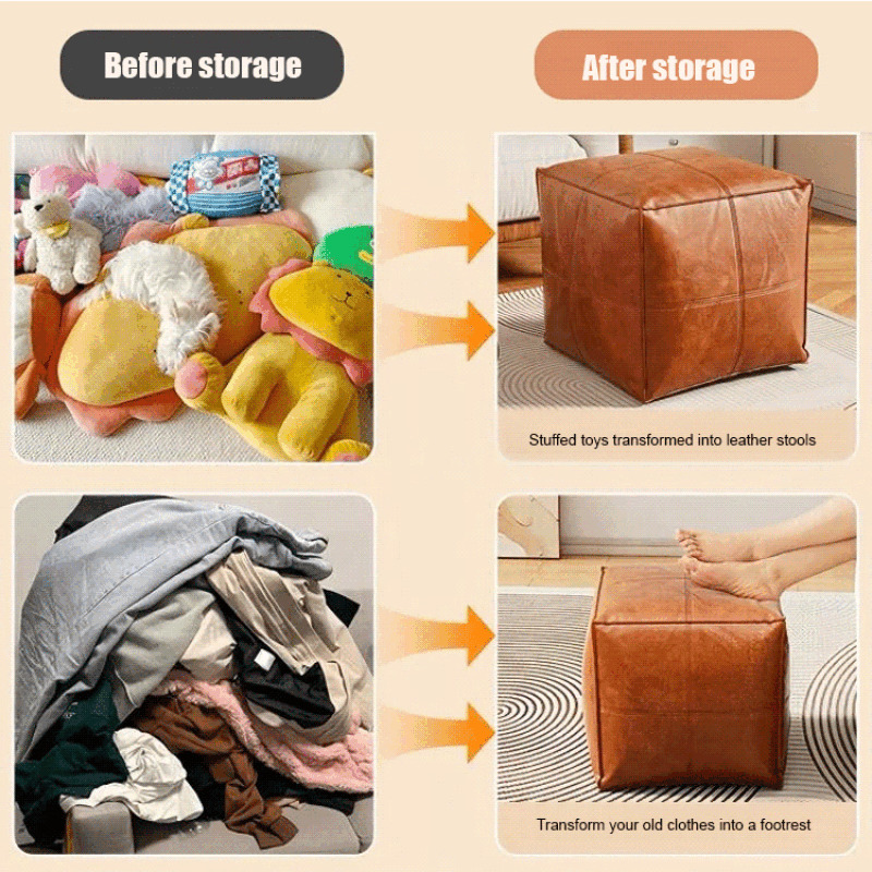Living Room Faux Leather Sofa  - Floor Cushion Pouf 评论和价格