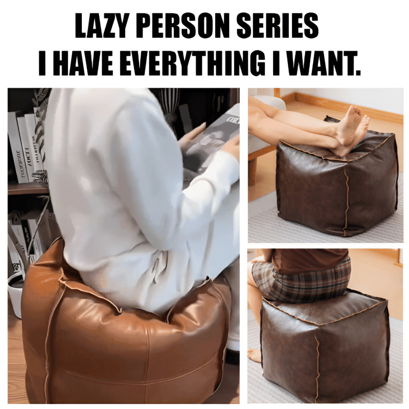 Living Room Faux Leather Sofa  - Floor Cushion Pouf 评论和价格