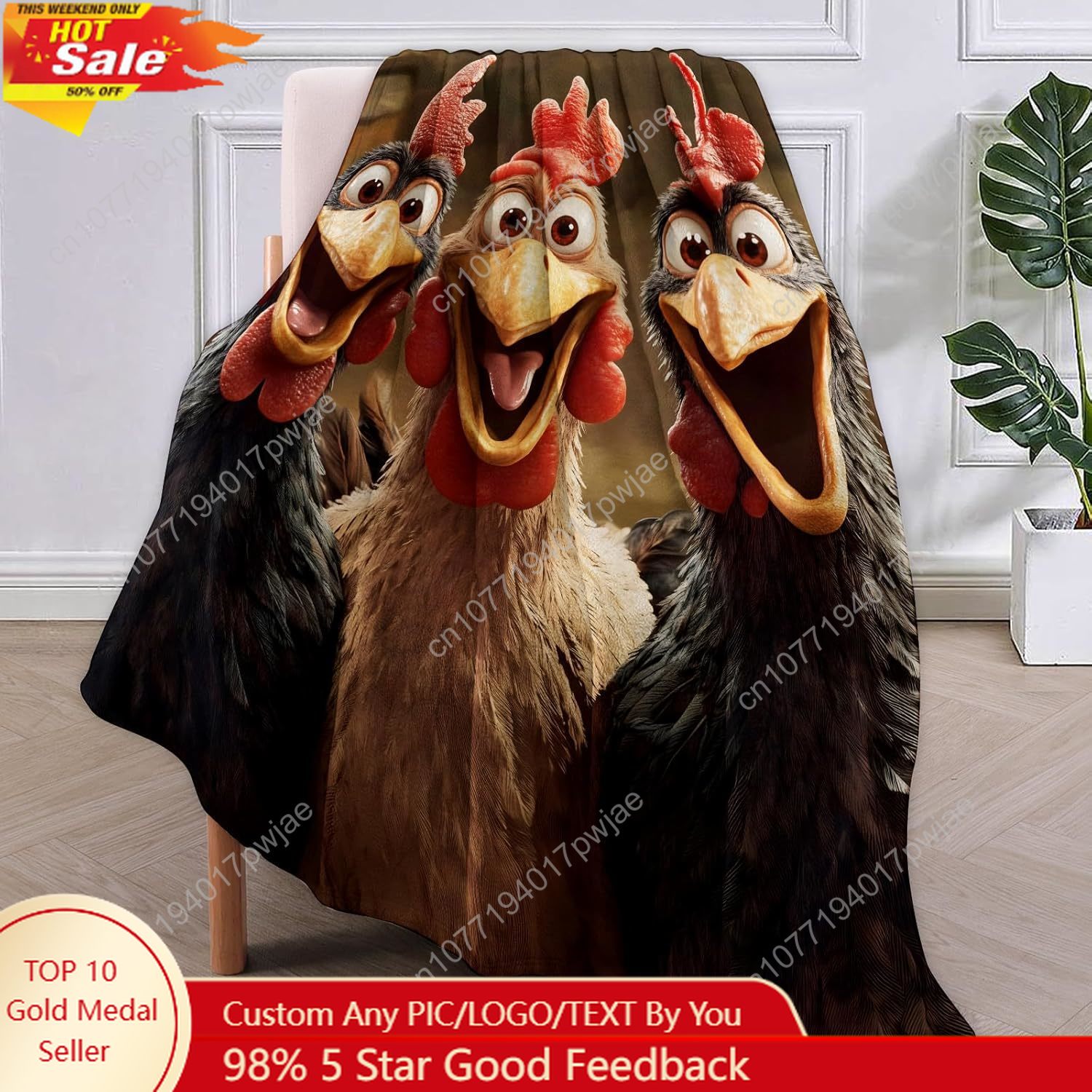 Chickens Blanket Gifts for Wom - Home Of Textiles 评论和价格