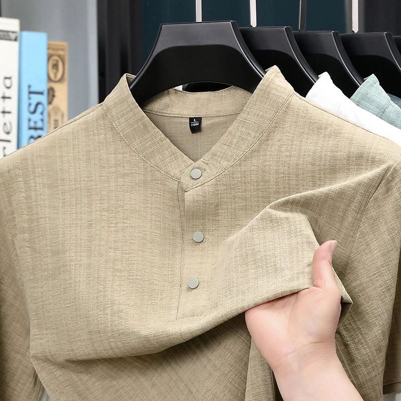 Summer Stand Collar Half Butto - Home Of Textiles 评论和价格