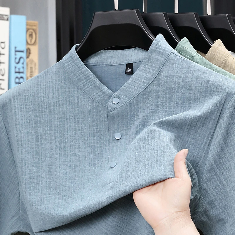 Summer Stand Collar Half Butto - Home Of Textiles 评论和价格