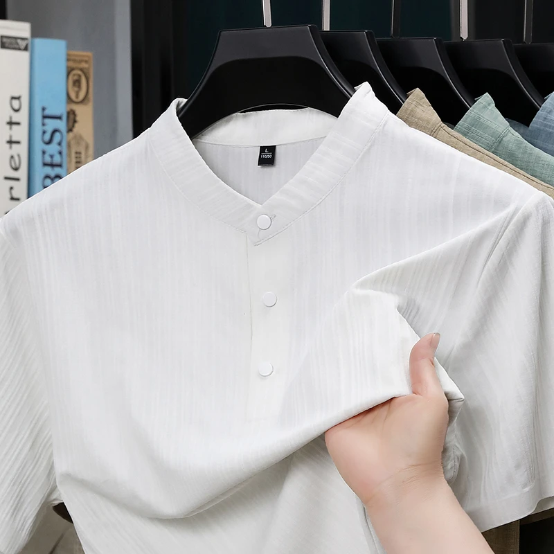 Summer Stand Collar Half Butto - Home Of Textiles 评论和价格