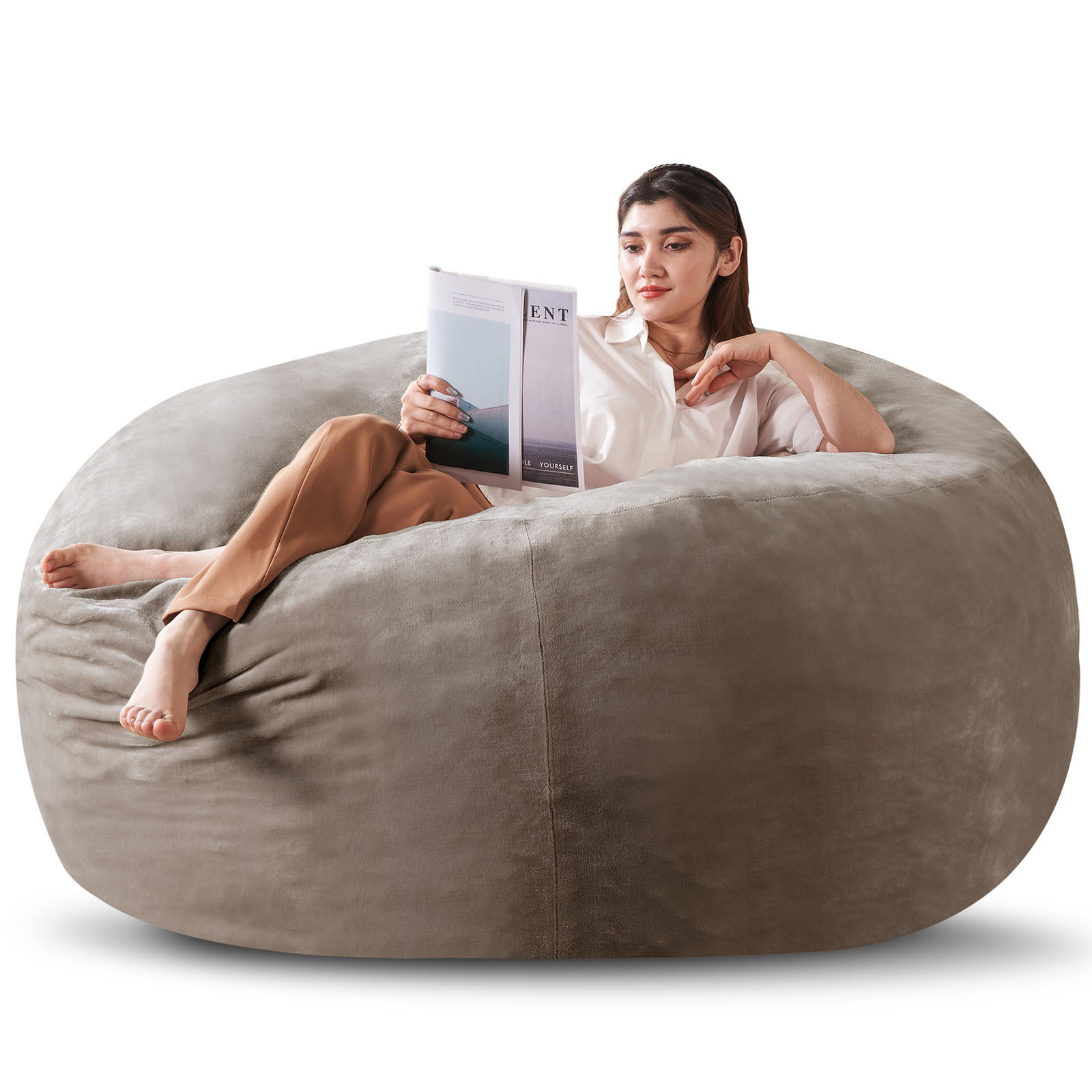 Bean Bag Chair 6 ft., filled w - Floor Cushion Pouf 评论和价格