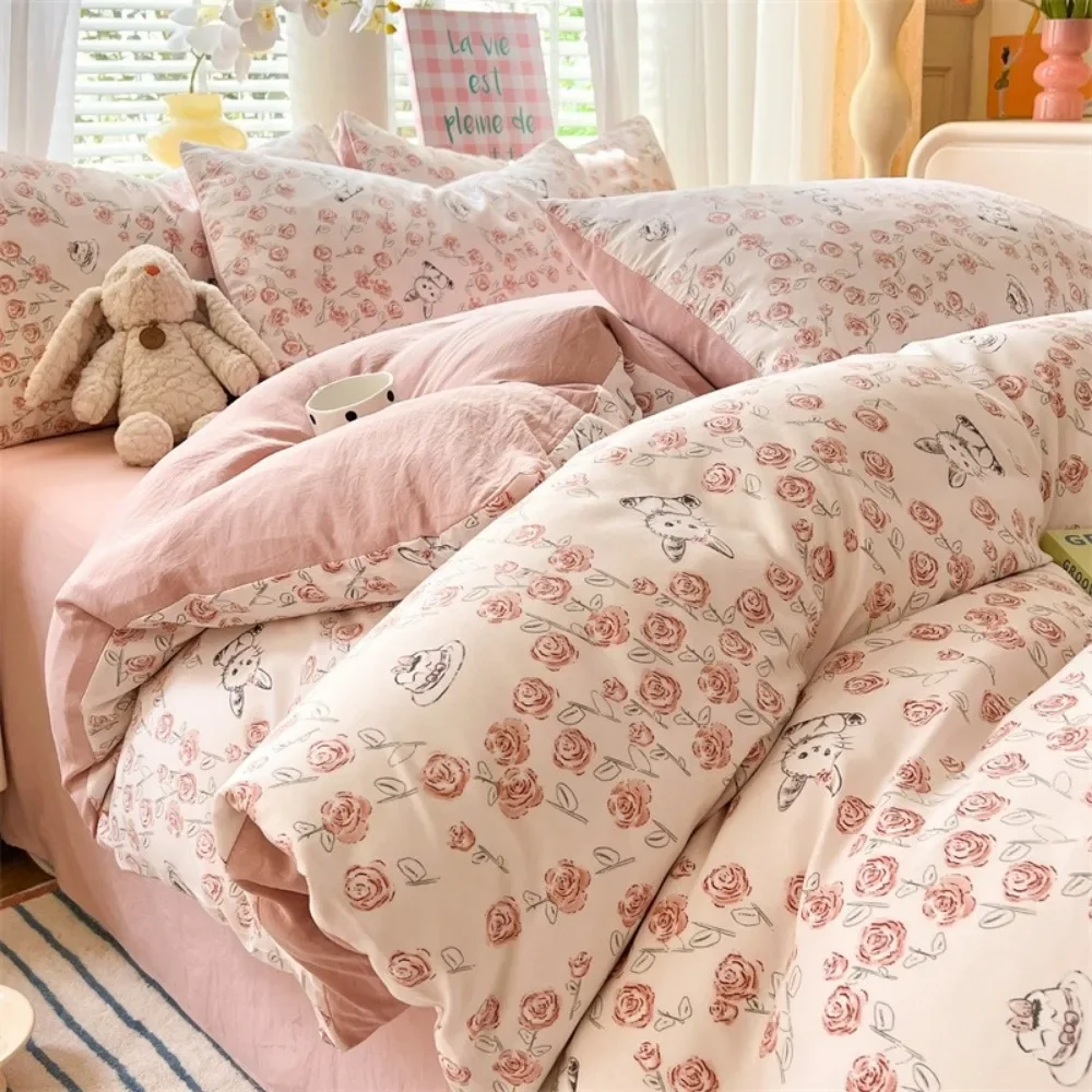 4pcs/set Plant Floral Print Se - Home Textiles Discount 评论和价格