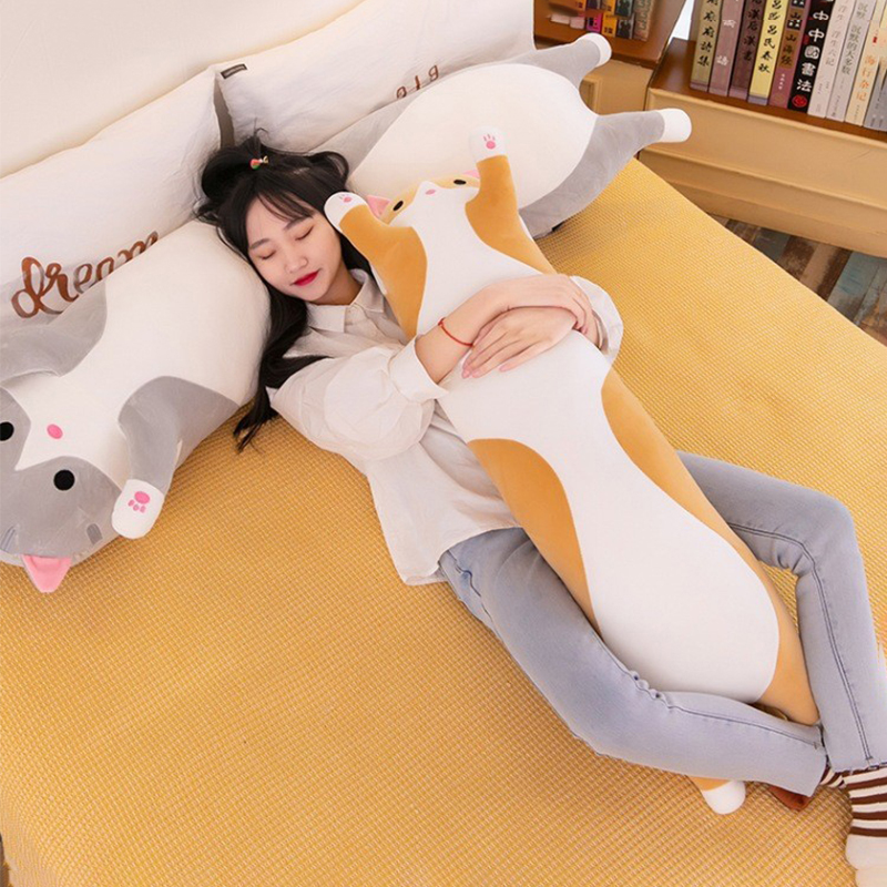Cute Cat Plush Toy Long Pink B - Bolster Pillow Long 评论和价格