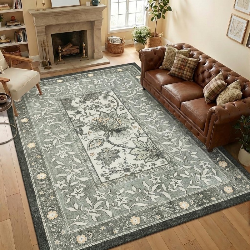 Retro Plant Print Carpet for L - Home Textiles Online 评论和价格
