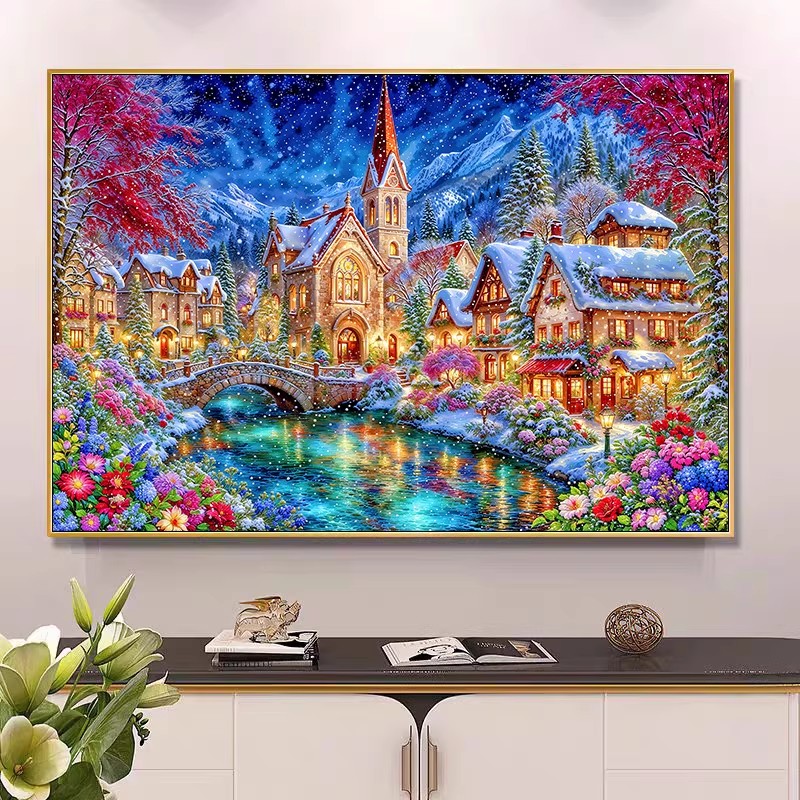 9ct 100x75cm Winter Church Emb - Home Textiles Discount 评论和价格