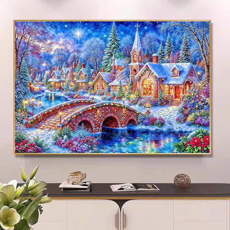9ct 100x75cm Winter Church Emb - Home Textiles Discount 评论和价格