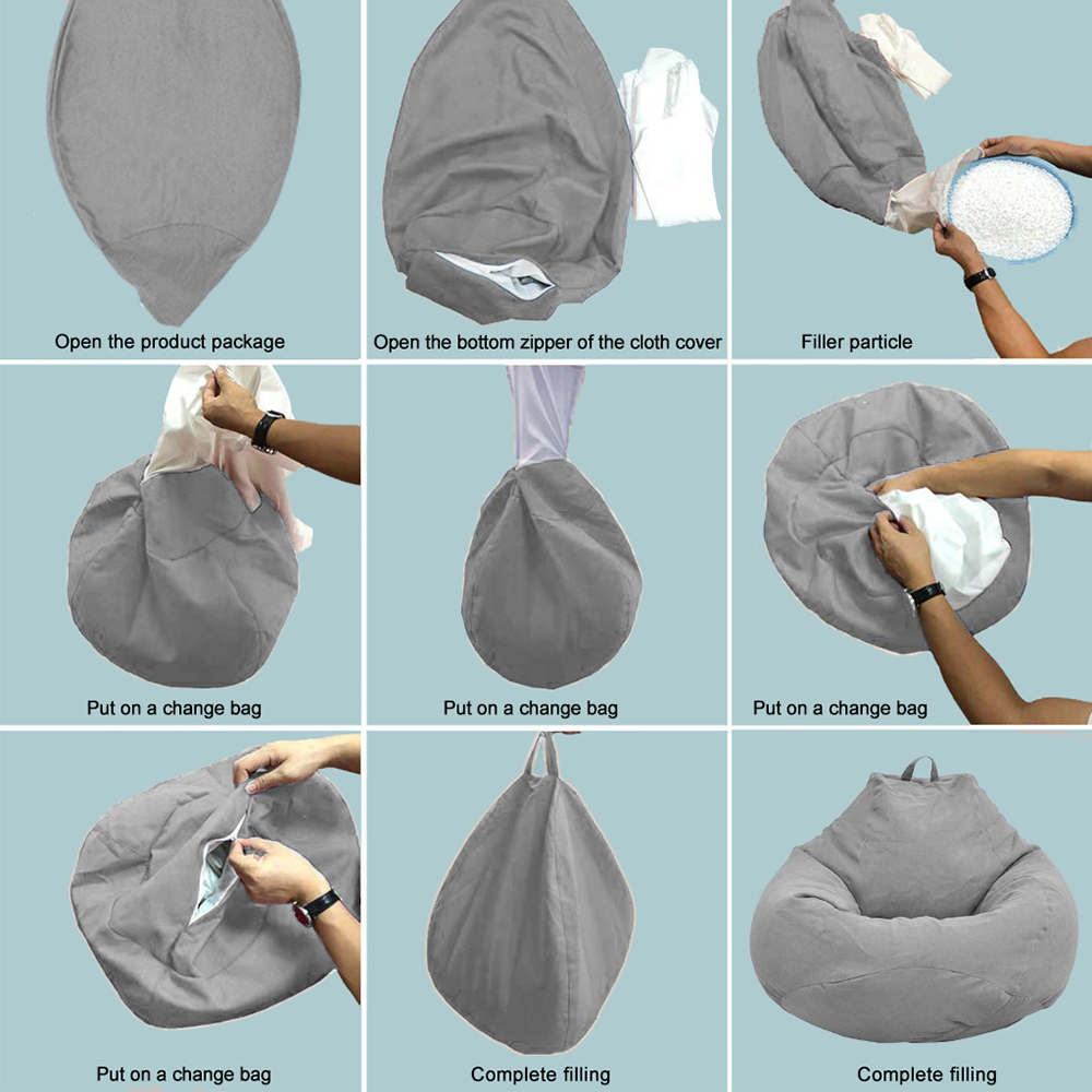 Large Small Lazy Sofa Cover Ch - Floor Cushion Pouf 评论和价格